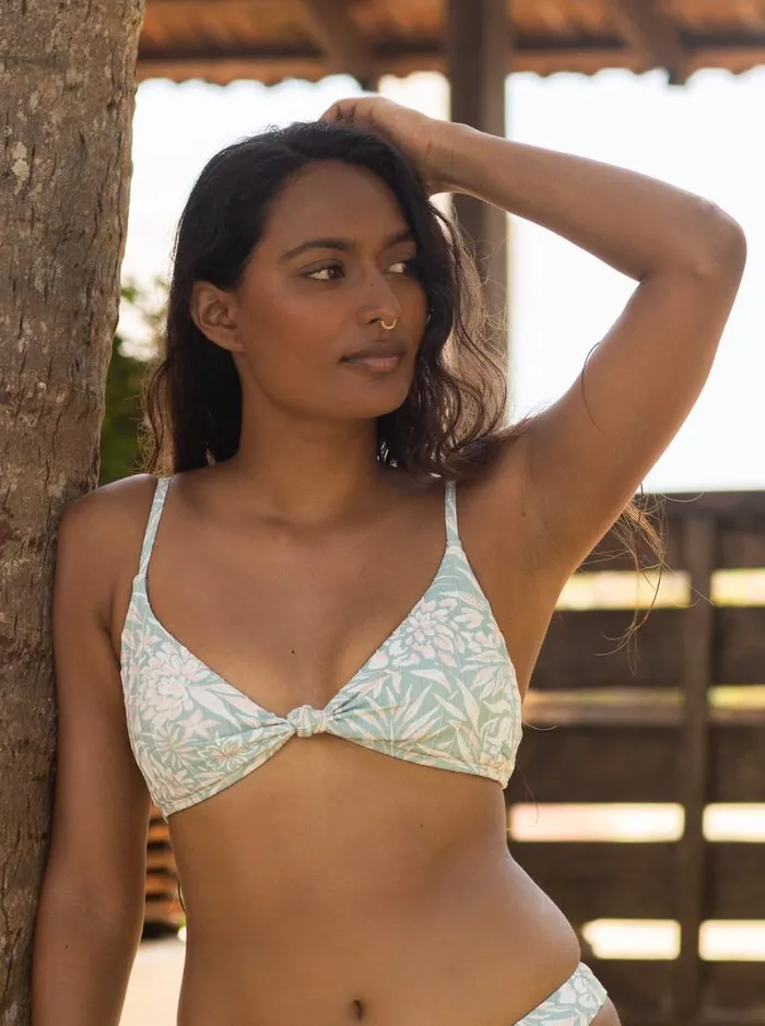 Roxy Bikinis Rib Roxy Love The Surf Knot Bikini Top Blue Surf Planao Apparel 8211 Women
