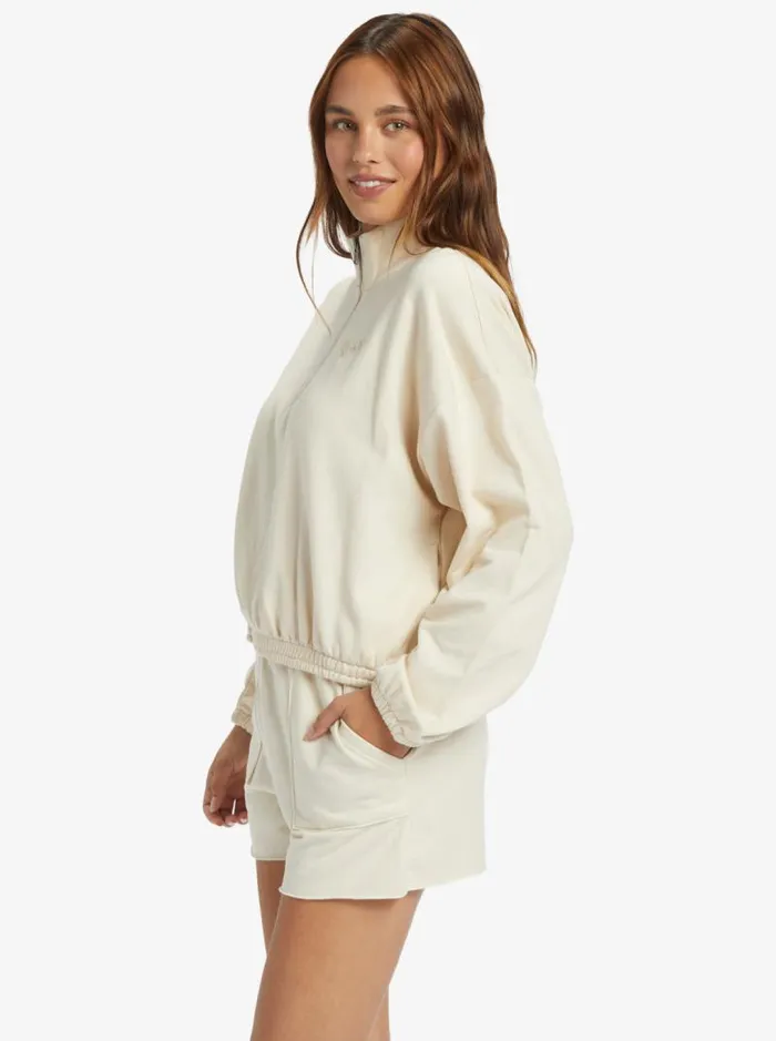 Roxy Fleece and Hoodies Hike Quilted Half Zip Sweatshirt Tapioca 8211 Women Roxy Fleece and Hoodies Hike Quilted Half Zip Sweatshirt Tapioca 8211 Women