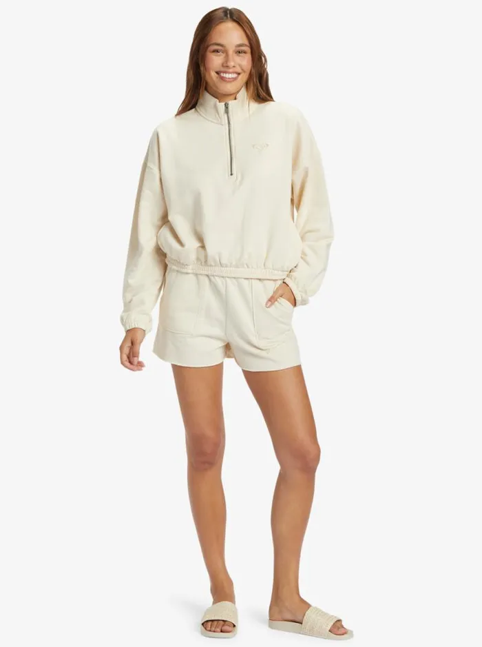 Roxy Fleece and Hoodies Hike Quilted Half Zip Sweatshirt Tapioca 8211 Women Roxy Fleece and Hoodies Hike Quilted Half Zip Sweatshirt Tapioca 8211 Women