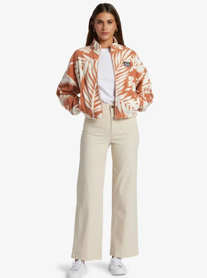 Roxy Jackets Dawn To Dusk ZipUp Fleece Cafe Creme Palmeria 8211 Women Roxy Jackets Dawn To Dusk ZipUp Fleece Cafe Creme Palmeria 8211 Women