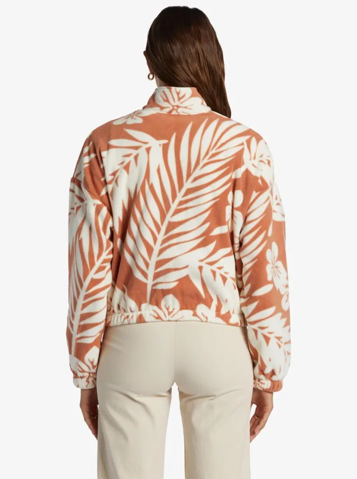 Roxy Jackets Dawn To Dusk ZipUp Fleece Cafe Creme Palmeria 8211 Women Roxy Jackets Dawn To Dusk ZipUp Fleece Cafe Creme Palmeria 8211 Women