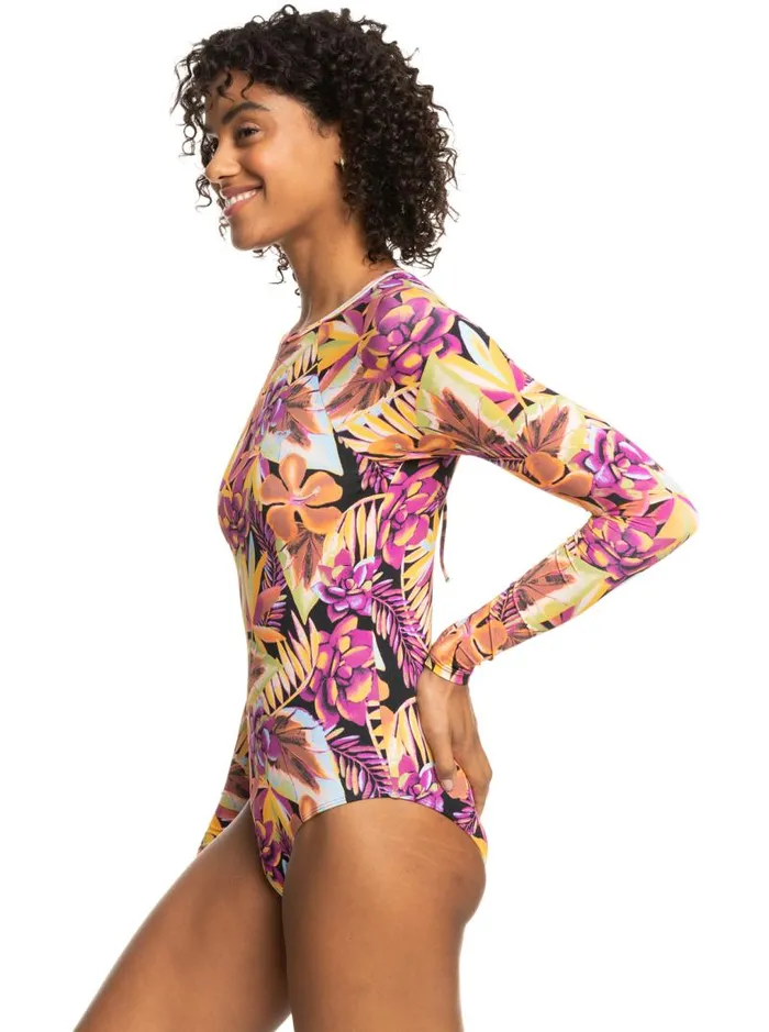 Roxy Rashguards Fashion Long Sleeve OnePiece Swimsuit Anthracite Hot Tropics Swim Ax 8211 Women