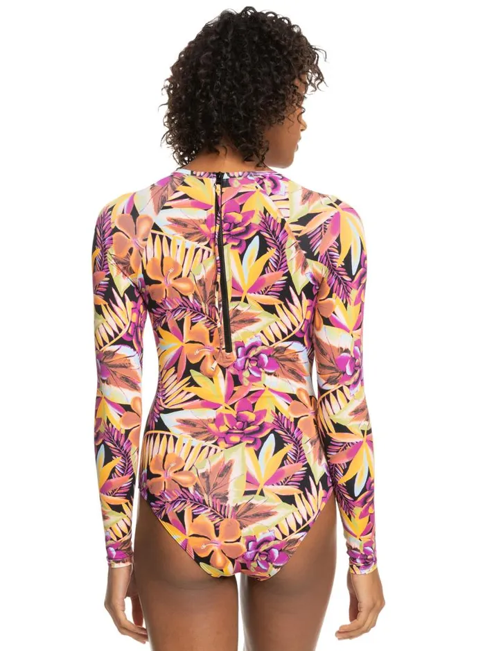 Roxy Rashguards Fashion Long Sleeve OnePiece Swimsuit Anthracite Hot Tropics Swim Ax 8211 Women