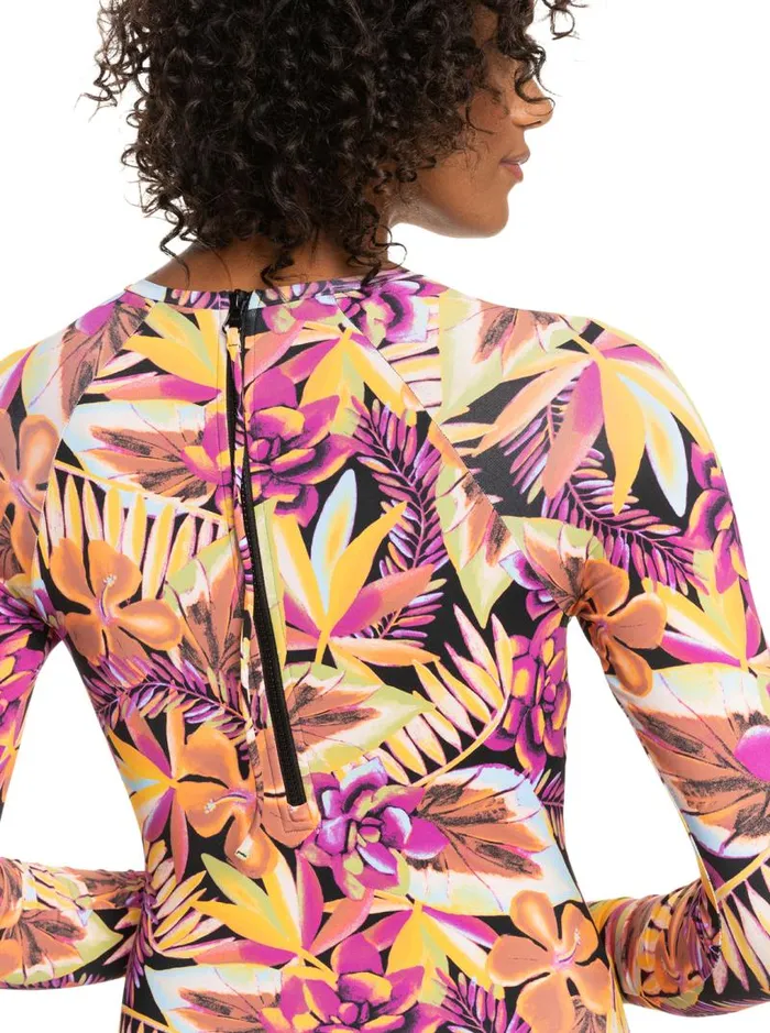 Roxy Rashguards Fashion Long Sleeve OnePiece Swimsuit Anthracite Hot Tropics Swim Ax 8211 Women