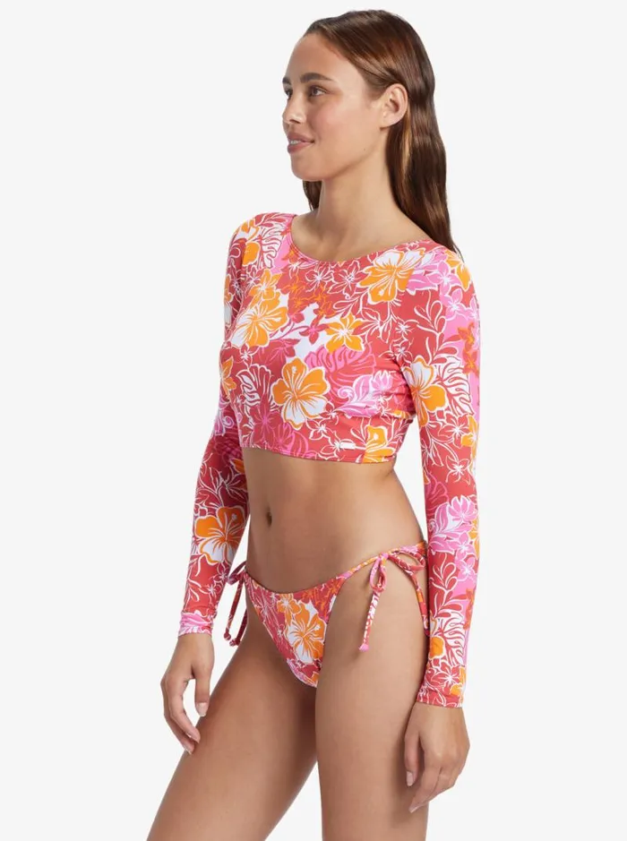 Roxy Rashguards Glassy Tides Long Sleeve UPF 50 Rashguard Hilo Hibiscus 8211 Small 8211 Women