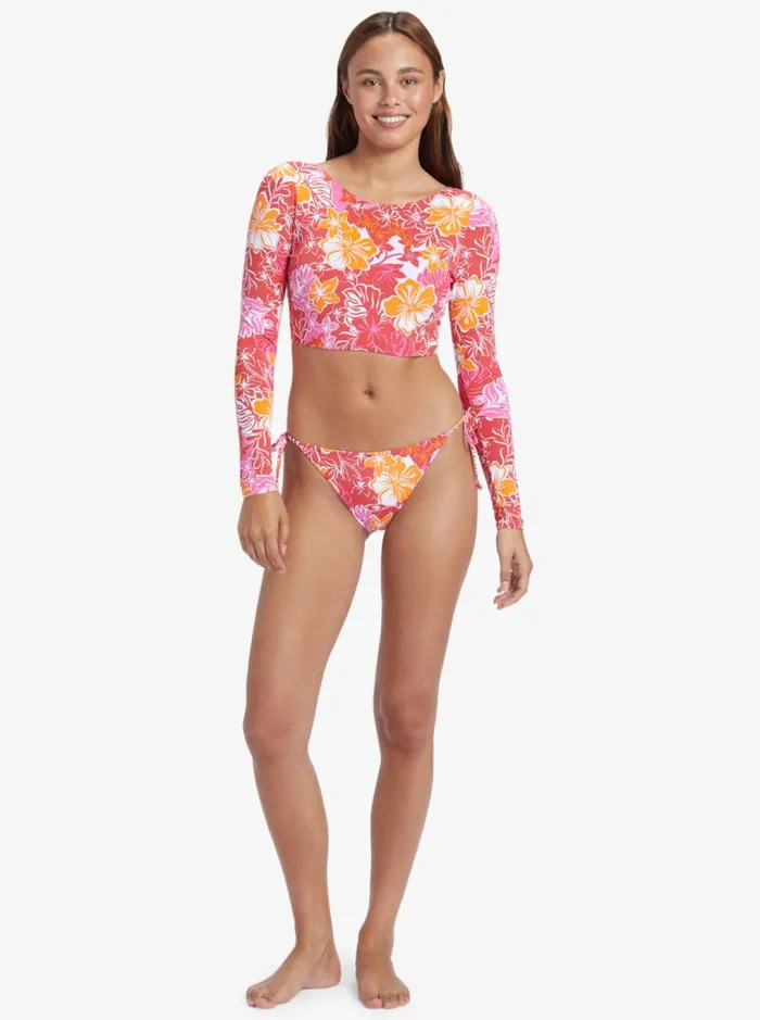 Roxy Rashguards Glassy Tides Long Sleeve UPF 50 Rashguard Hilo Hibiscus 8211 Small 8211 Women