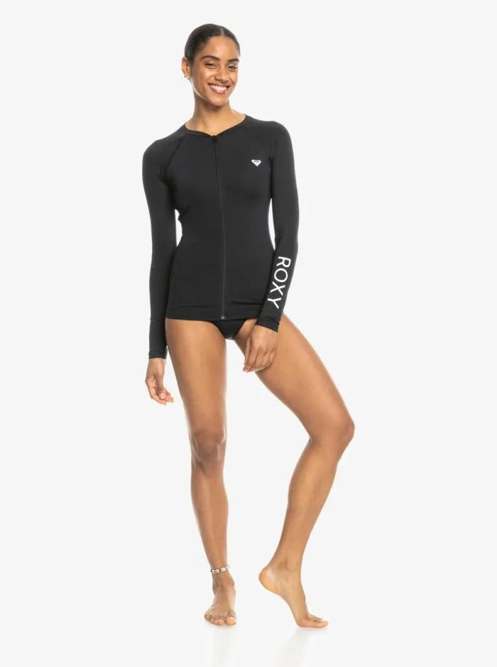 Roxy Rashguards New Essentials Long Sleeve ZipUp Rashguard Anthracite 8211 Women Roxy Rashguards New Essentials Long Sleeve ZipUp Rashguard Anthracite 8211 Women