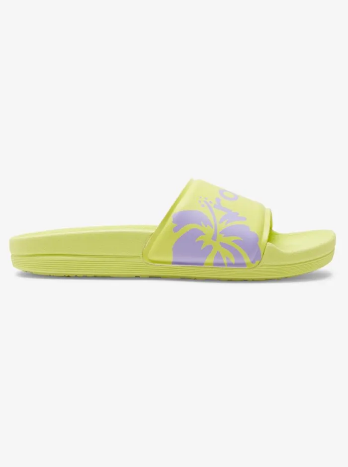 Roxy Sandals SurfKindKate Slippy Sandals Neon Yellow 8211 Women Roxy Sandals SurfKindKate Slippy Sandals Neon Yellow 8211 Women