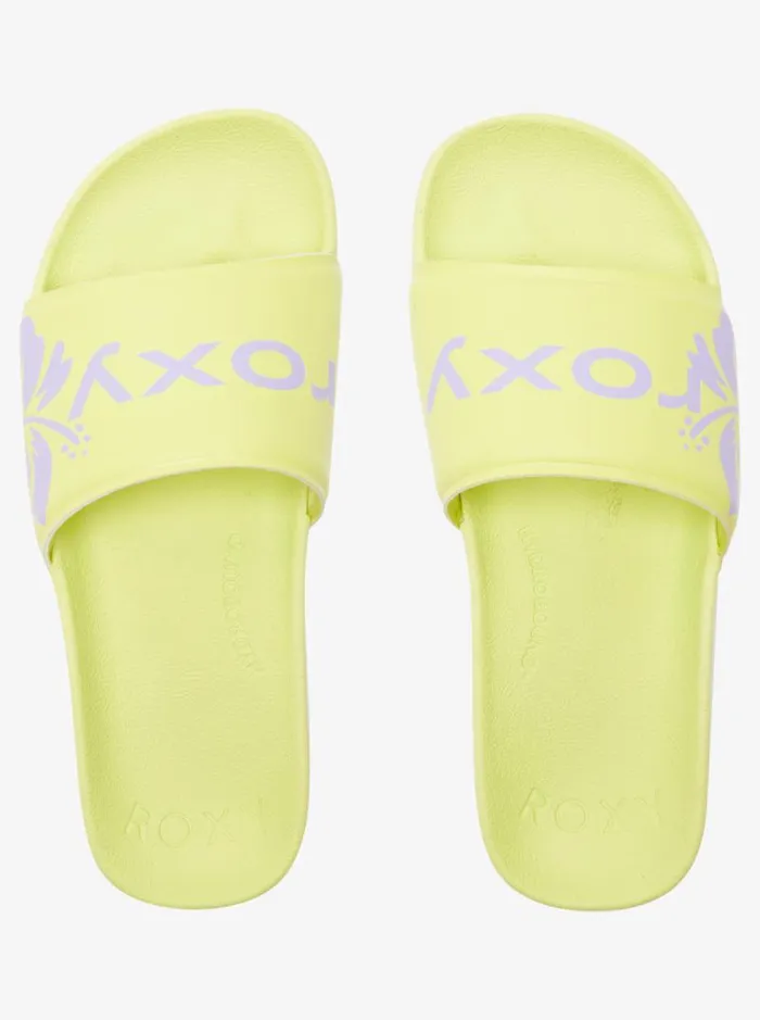 Roxy Sandals SurfKindKate Slippy Sandals Neon Yellow 8211 Women Roxy Sandals SurfKindKate Slippy Sandals Neon Yellow 8211 Women