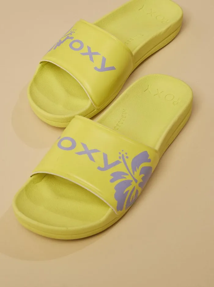 Roxy Sandals SurfKindKate Slippy Sandals Neon Yellow 8211 Women Roxy Sandals SurfKindKate Slippy Sandals Neon Yellow 8211 Women