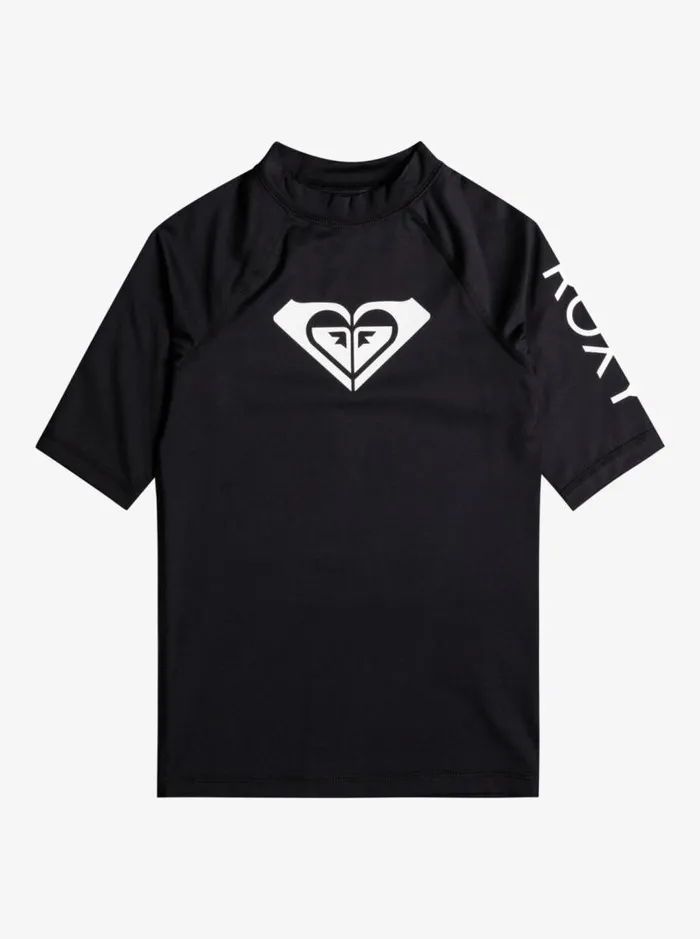 Roxy Swim Girl039s 716 Wholehearted UPF 50 Short Sleeve Rashguard Anthracite 8211 Kids