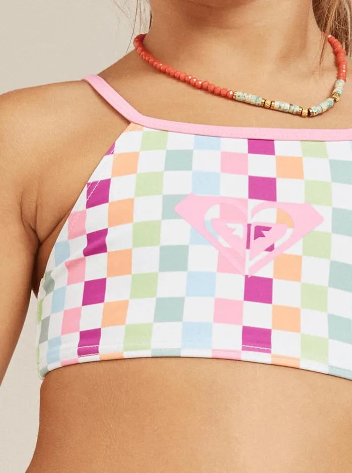 Roxy Swim Girls039 27 Rainbow Check Two Piece Crop Top Bikini Set Bright White Check Check 8211 Kids Roxy Swim Girls039 27 Rainbow Check Two Piece Crop Top Bikini Set Bright White Check Check 8211 Kids