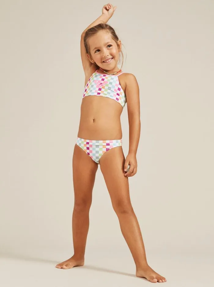 Roxy Swim Girls039 27 Rainbow Check Two Piece Crop Top Bikini Set Bright White Check Check 8211 Kids Roxy Swim Girls039 27 Rainbow Check Two Piece Crop Top Bikini Set Bright White Check Check 8211 Kids