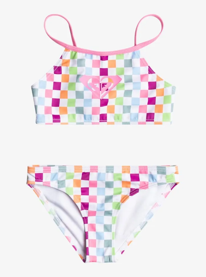 Roxy Swim Girls039 27 Rainbow Check Two Piece Crop Top Bikini Set Bright White Check Check 8211 Kids Roxy Swim Girls039 27 Rainbow Check Two Piece Crop Top Bikini Set Bright White Check Check 8211 Kids