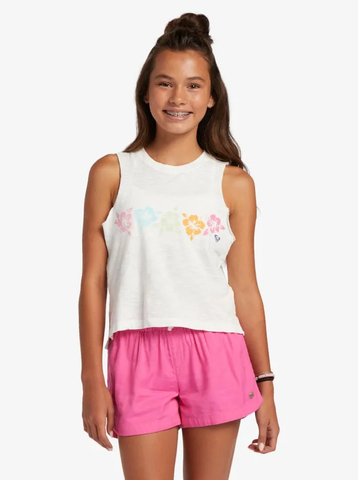Roxy Tees and Tanks Girl039s 416 Lei Line Sleeveless TShirt Snow White 8211 Kids