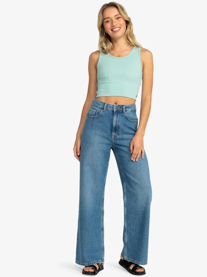 Roxy Tees and Tanks Good Keepsake Crop Top Blue Surf 8211 Women Roxy Tees and Tanks Good Keepsake Crop Top Blue Surf 8211 Women