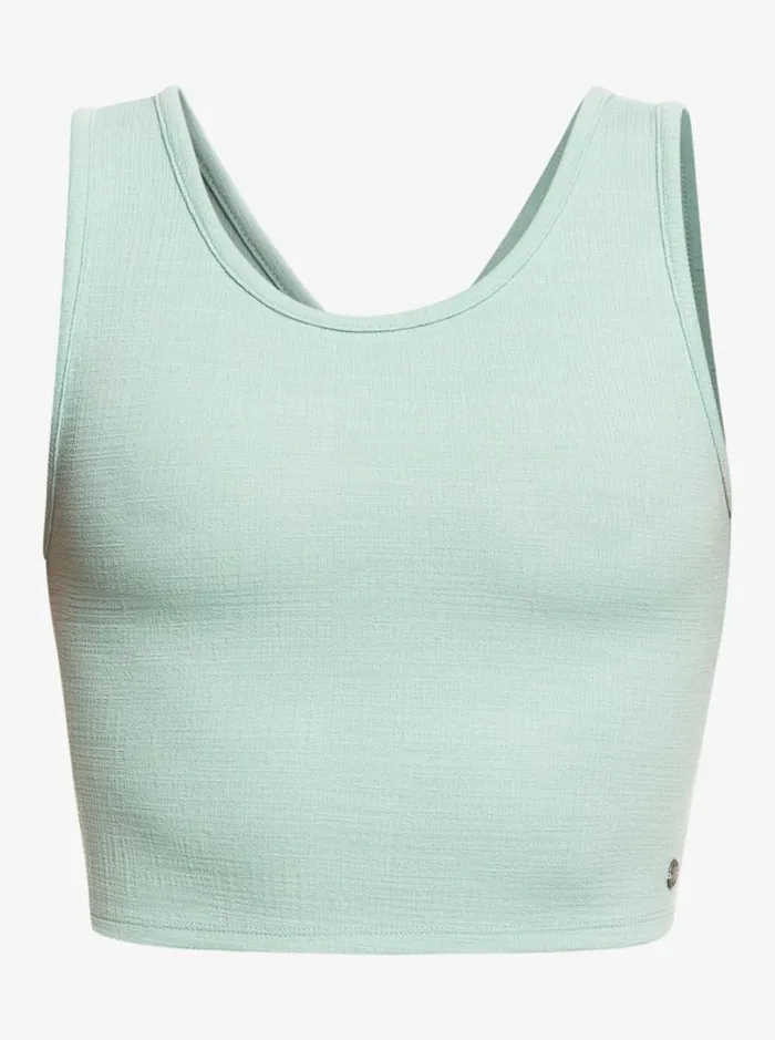 Roxy Tees and Tanks Good Keepsake Crop Top Blue Surf 8211 Women Roxy Tees and Tanks Good Keepsake Crop Top Blue Surf 8211 Women