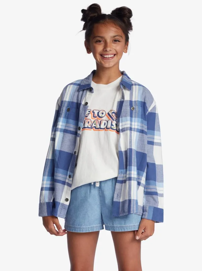 Roxy Tops Girl039s 416 Unless Its With You Long Sleeve Shirt Snow White Checkin In Rg 8211 Kids
