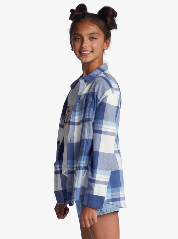 Roxy Tops Girl039s 416 Unless Its With You Long Sleeve Shirt Snow White Checkin In Rg 8211 Kids