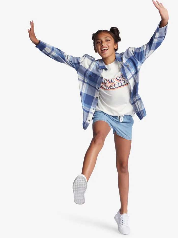 Roxy Tops Girl039s 416 Unless Its With You Long Sleeve Shirt Snow White Checkin In Rg 8211 Kids