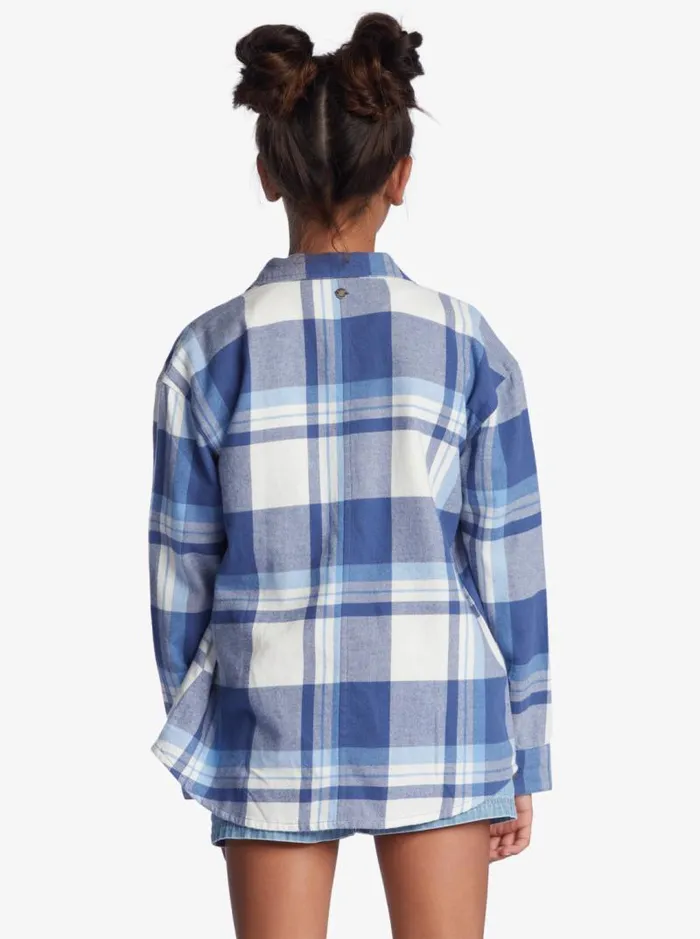 Roxy Tops Girl039s 416 Unless Its With You Long Sleeve Shirt Snow White Checkin In Rg 8211 Kids