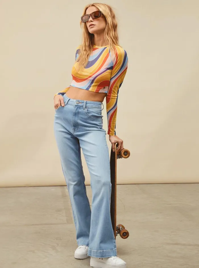 Roxy Tops Just A Friend Logn Sleeve Mesh Crop Top Tiger Lily Cruz 8211 Women