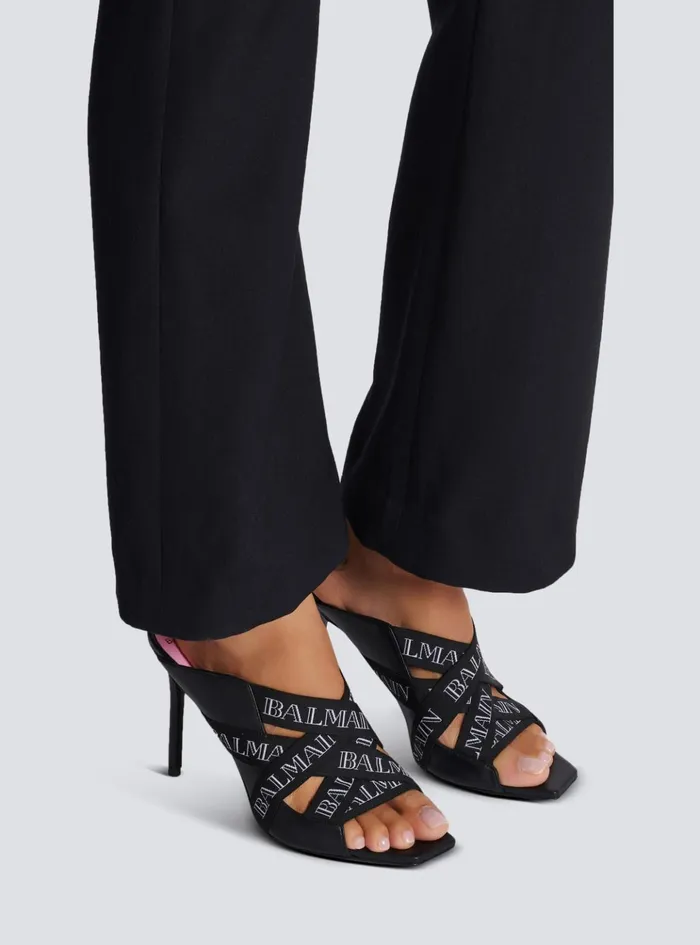 Ruby Mules With Vintage Straps Black Women Balmain High Heels and Pumps