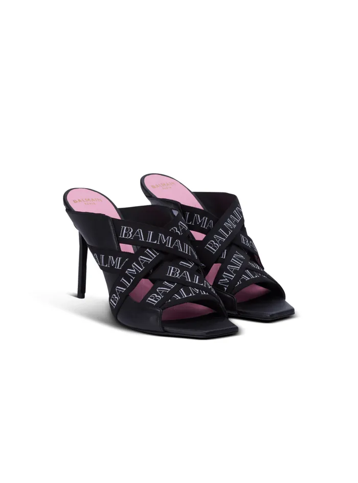 Ruby Mules With Vintage Straps Black Women Balmain High Heels and Pumps