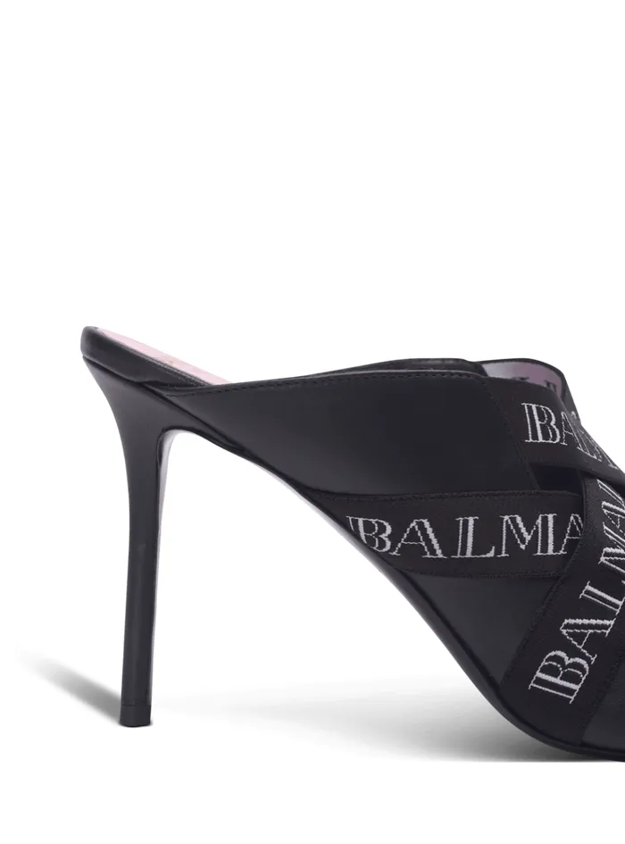 Ruby Mules With Vintage Straps Black Women Balmain High Heels and Pumps