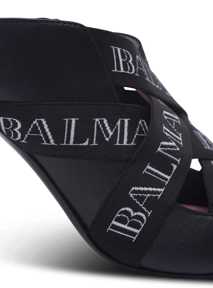 Ruby Mules With Vintage Straps Black Women Balmain High Heels and Pumps
