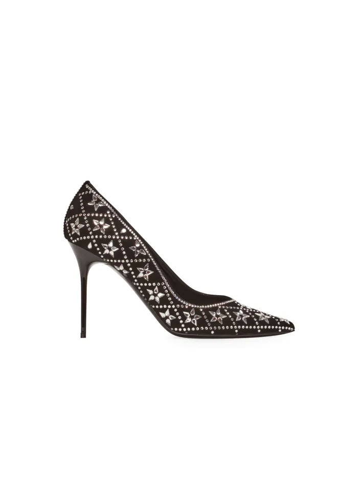 Ruby Suede And Crystal Pumps Black Women Balmain High Heels and Pumps
