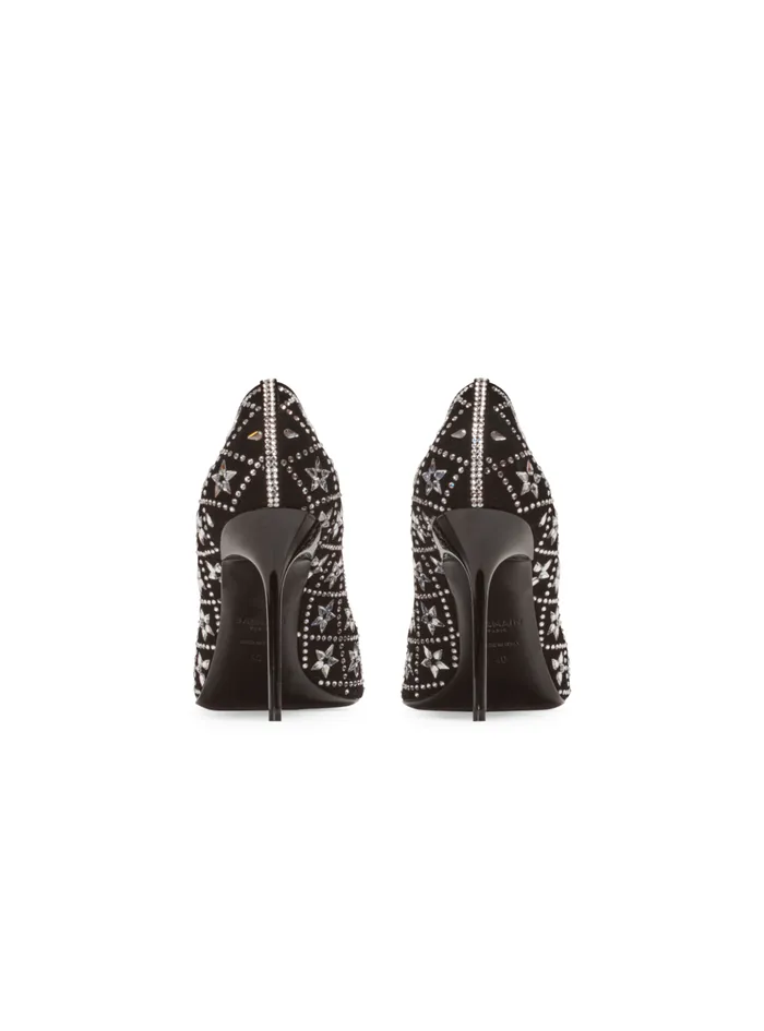 Ruby Suede And Crystal Pumps Black Women Balmain High Heels and Pumps