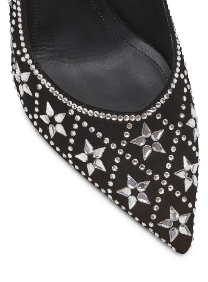 Ruby Suede And Crystal Pumps Black Women Balmain High Heels and Pumps