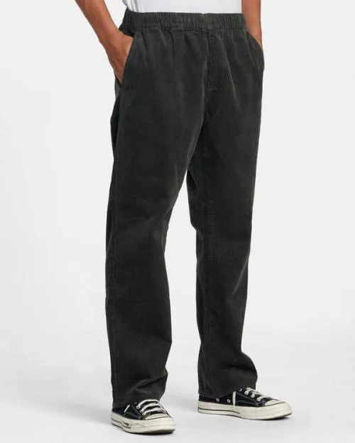 Rvca Americana Elastic Waist Cord Pants Pirate Black Men Pants