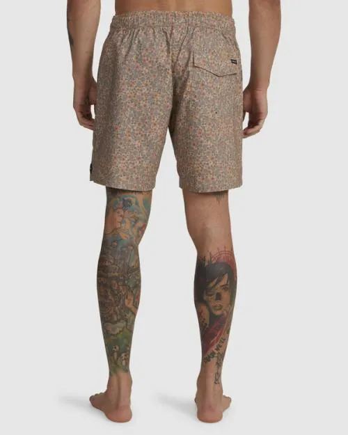 Rvca Barnes Elastic Waist Boardshorts 17034 Khaki Men Boardshorts