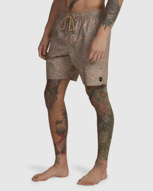 Rvca Barnes Elastic Waist Boardshorts 17034 Khaki Men Boardshorts
