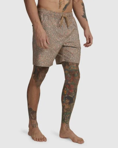 Rvca Barnes Elastic Waist Boardshorts 17034 Khaki Men Boardshorts