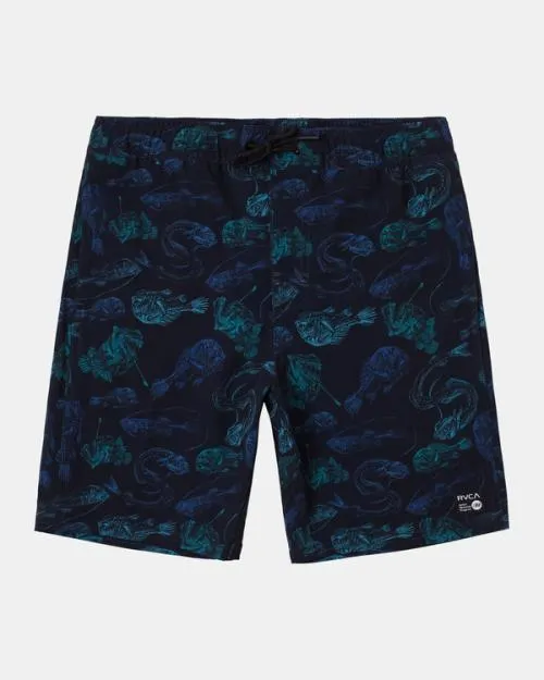 Rvca Boy039s VA Elastic Waist Boardshorts 16034 Dark Blue Boys Boardshorts