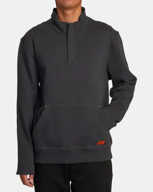 Rvca Chainmail Waffle Knit Fleece Top Garage Blue Men Hoodies and Sweatshirts