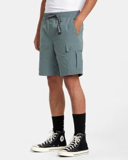 Rvca Civic Utility 18034 Elastic Shorts Balsam Green Men Shorts and Hybrids