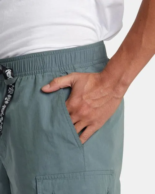 Rvca Civic Utility 18034 Elastic Shorts Balsam Green Men Shorts and Hybrids