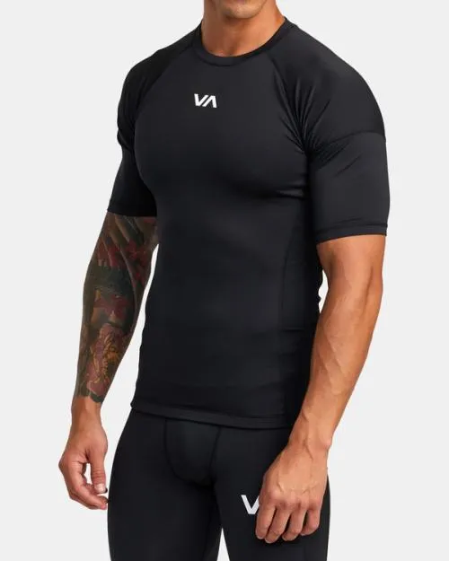 Rvca Compression Technical Short Sleeve Top Black SportMen Short Sleeves