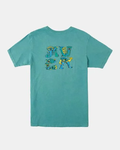 Rvca Creeps Tee Teal Sunwash Men Short Sleeves
