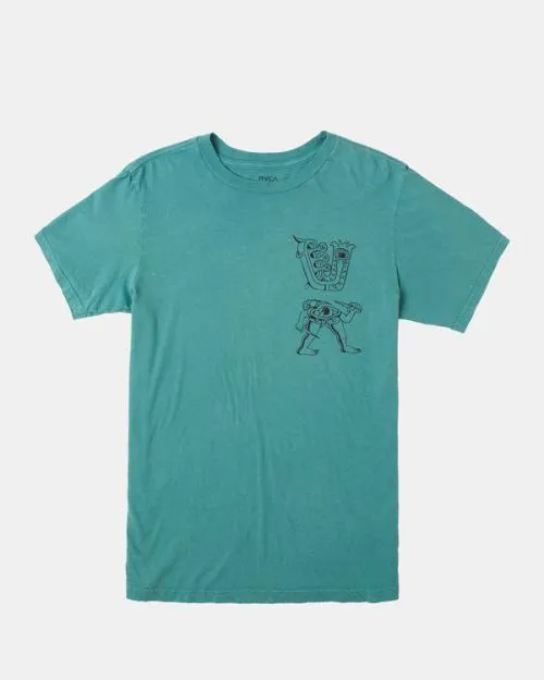 Rvca Creeps Tee Teal Sunwash Men Short Sleeves