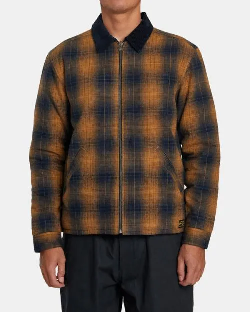 Rvca Dayshift Flannel Reversible Overshirt Navy Men Jackets