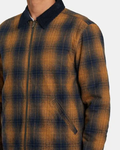 Rvca Dayshift Flannel Reversible Overshirt Navy Men Jackets