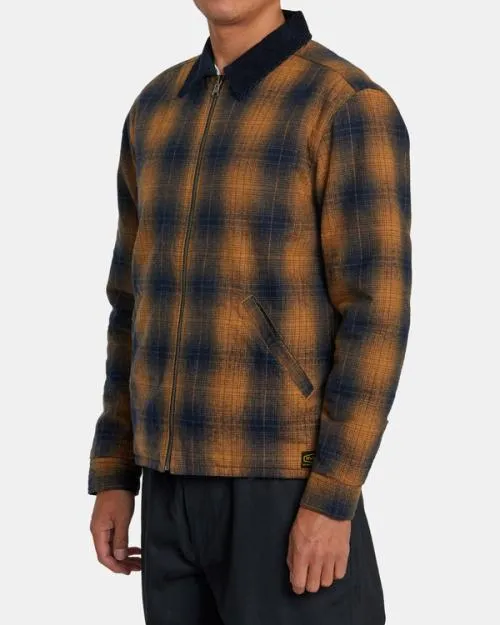 Rvca Dayshift Flannel Reversible Overshirt Navy Men Jackets