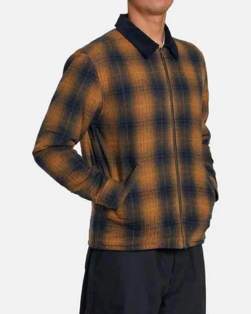 Rvca Dayshift Flannel Reversible Overshirt Navy Men Jackets