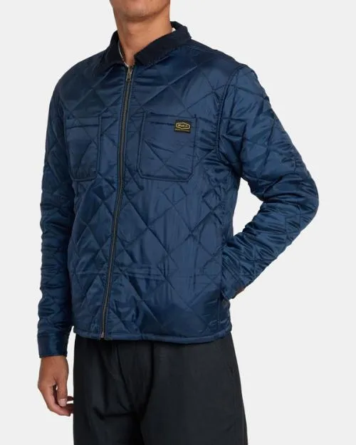Rvca Dayshift Flannel Reversible Overshirt Navy Men Jackets