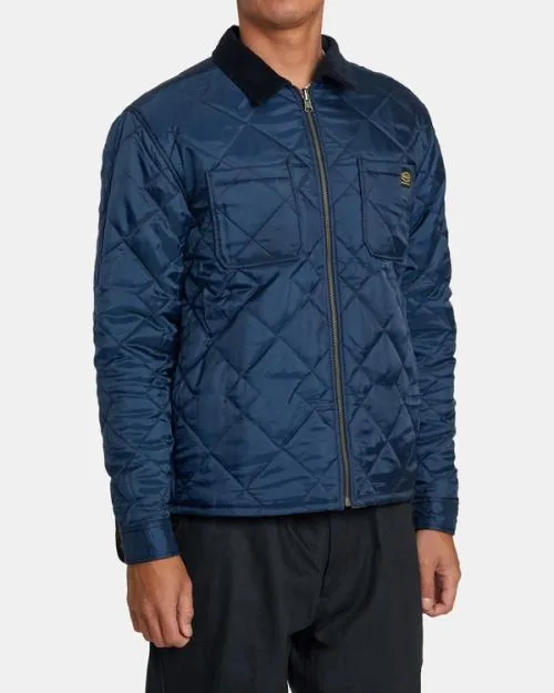 Rvca Dayshift Flannel Reversible Overshirt Navy Men Jackets